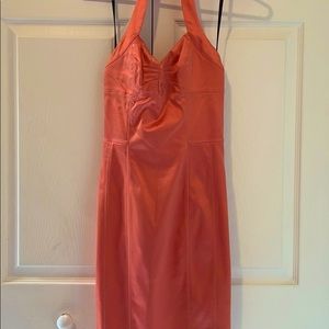Bebe Dress Orange Midi S Bodycon